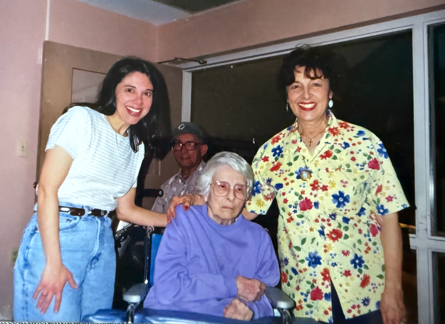 Marianne, her sister Patricia, and their mother at the nursing home in Florida, October 1998